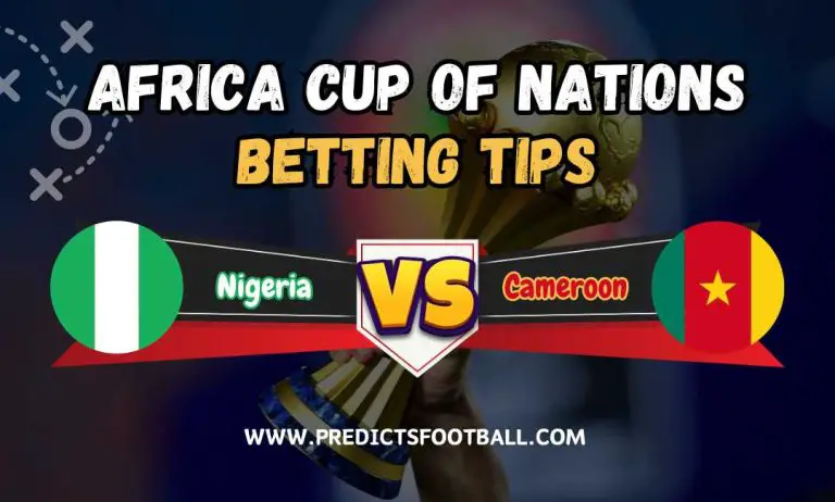 Explore comprehensive Nigeria vs Cameroon betting tips for the AFCON clash 27-01-2024. Expect predictions for match results, goal probabilities, and anytime goalscorers